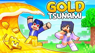 Surprised By A GOLDEN TSUNAMI In Minecraft [upl. by Yhotmit]