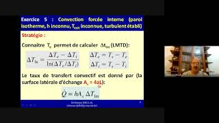 Exercice 5 Convection forcée interne paroi isotherme h inconnu Tex inconnue turbulent établi [upl. by Ahseim]