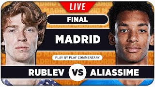 RUBLEV vs AUGER ALIASSIME • ATP Madrid 2024 Final • LIVE Tennis PlaybyPlay Stream [upl. by Adnohr]