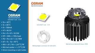 Osram Soleriq S19 COB LED module  how to select the correct LED cooler  thermal calculation model [upl. by Quirita]