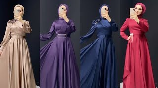 En şık Tesettür kombin Modelleri Tesettür Elbise Abiye  Hijab Dresses [upl. by Noroj]