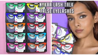 NYKAA LASH TALK FALSE EYELASHES REVIEW AND TRY ON  ALL 10 STYLES [upl. by Repsaj958]