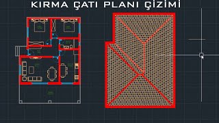 PLANLARINI ÇİZDİĞİMİZ TASLAKLARIN ÇATILARINI ÇİZDİK amp AUTOCAD KIRMA ÇATI NASIL ÇİZİLİR [upl. by Bunnie]