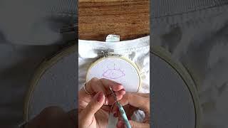 Et magisk øje i nakken 👁️ embroidery broderi shorts diy slowfashion visiblemending [upl. by Enilada]