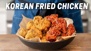 Super Crispy Korean Fried Chicken Original amp Spicy Gochujang [upl. by Kado]