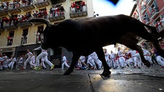 Spain’s running of the Bulls kicks off in Pamplona [upl. by Tompkins]