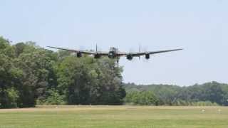 Avro Lancaster Low Pass  2013 Warbirds Over the Beach Airshow [upl. by Nanreit]