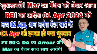 खुशखबरी आज पेंशन खाते में आयेगा RBI का Circular जारी हुआ 01 Apr 2024 को 50 DA के साथ पेंशन MSP [upl. by Peers]