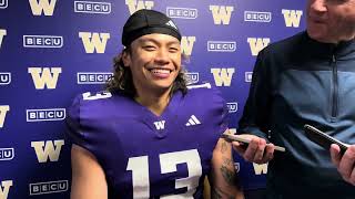 Husky Football 2024 Spring Game interview with Kamren Fabiculanan [upl. by Atinele264]