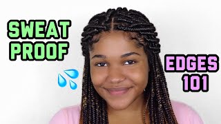 Two ways to Lay Edges w Box Braids In Protective Styles  Sweat Proof Edges [upl. by Gnort]