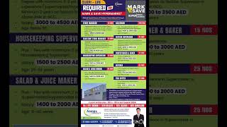 REQUIRED FOR MARK amp SAVE HYPERMARKET DUBAI CLIENT INTERVIEW AT CHENNAI  KOLKOTASILIGURI BANGALORE [upl. by Ragde]