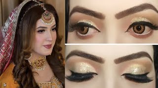 bridal glitter eyes makeup tutorial for beginners  pakistani bridal look  bridal makeup ❤ [upl. by Amme]