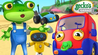 Beach Trip Hullabaloo  Geckos Garage  Trucks For Children  Cartoons For Kids [upl. by Dlnaod576]