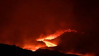 Eruption Pacaya volcano 7 April 2021  closeup of vent and lava flows in 4K [upl. by Leirrad911]