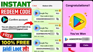 100 free google play redeem code  free redeem code app  free fire redeem code  free redeem code [upl. by Harol]