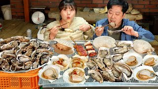 숯불 굴구이와 조개구이 원없이 먹어보고 싶었어요😋 Charcoal Grilled Oysters amp Scallops MUKBANG 해산물 먹방 [upl. by Dalston]