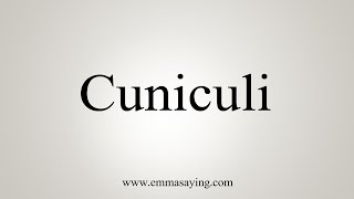 How To Say Cuniculi [upl. by Ahsikam550]