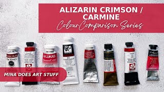 Alizarin Crimson amp Carmine  Colour Comparison Series  Mina Does Art Stuff [upl. by Onairelav]