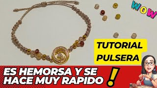 ✨ Pulsera de hilo metalizado con cristales y dije conector [upl. by Ema]