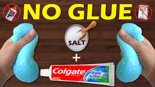 NO GLUE DIY COLGATE AND SALT SLIME💦How to make Slime with Colgate and Salt No Borax No Activator [upl. by Eldred]