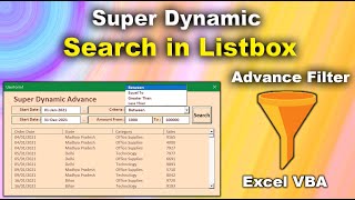 how to Create Dynamic Advance Filter in Excel Userform  Excel Vba [upl. by Siberson152]