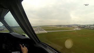 Wideroe Dash 8 Q400 cockpit view landing Aberdeen Scotland [upl. by Nerred778]