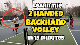 TWOHANDED BACKHAND VOLLEY Advanced Tutorial  ft Annie Tichenor Pro Womens Pickleball Player [upl. by Adamson707]