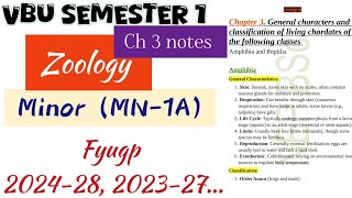 Minor MN1A Zoology ch 3 notes vbu Semester 1 202428 202327 fyugp zoology nep notes exam [upl. by Miguelita]