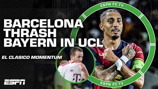 MOMENTUM BEFORE EL CLASICO 👀 FULL REACTION to Barcelona vs Bayern Munich in UCL  ESPN FC [upl. by Aicenat134]