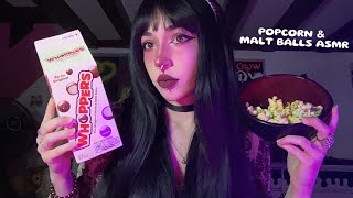 Popcorn amp Malt Balls Mukbang ASMR  Eating Sounds Tapping Rambling Whispering [upl. by Sands]