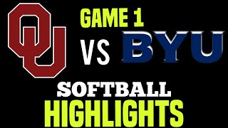 OU vs BYU College Softball 2024 Game 1 Highlights [upl. by Mroz406]