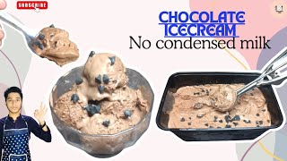 Homemade Chocolate Ice Cream Recipe  No Condensed Milk Chocolate Icecream Tasty Food By Areeb [upl. by Aciretehs516]