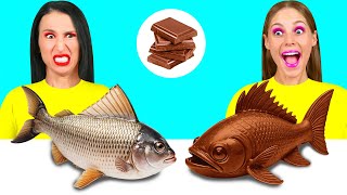 Real Food vs Chocolate Food Challenge  Epic Food Battle by Fun Teen [upl. by Refotsirk909]