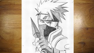 How to Draw Kakashi Hatake With Kunai Drawing Anime Step by Step [upl. by Arema]