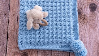 How to Crochet a Baby Blanket for Beginners Super EASY amp QUICK Only 1 row to repeat [upl. by Resee]