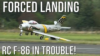 Thrust Drop And Emergency Landing Big RC Turbine Jet F86 In Trouble When Flies At Flight Show [upl. by Dacy]