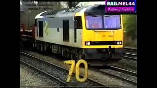 British Rail 1992 Diesel train working on steel transportation Class 60 [upl. by Esnofla680]