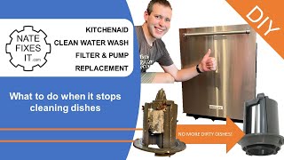 KitchenAid Dishwasher Clean Water Wash Filter Replacement and Circulation Pump Replacement [upl. by Esmond]