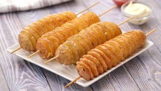 Fried tornado potatoes how the make the most amazing street food at home [upl. by Cuyler985]