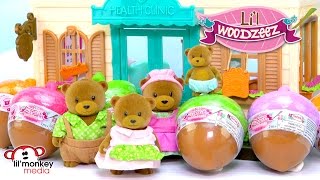 Lil Woodzeez Health Clinic Health Nuggles Bear Family and Series 2 Blind Acorns [upl. by Trudnak]