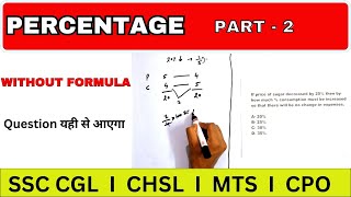 Class 2  Percentage SSC CGL CHSL MTS CPO  प्रतिशत  percentage kaise nikale  maths short tricks [upl. by Elhsa]