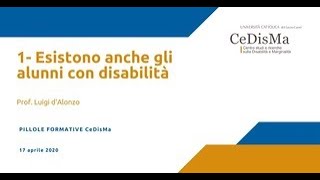 1°  Esistono anche gli alunni con disabilità  prof Luigi dAlonzo [upl. by Ayidan]