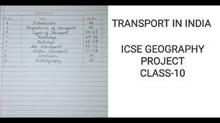 TRANSPORT IN INDIA  ICSE GEOGRAPHY PROJECT  CLASSX [upl. by Irab]