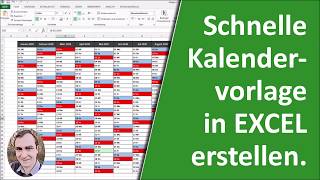 Schnelle Kalendervorlage in Excel erstellen [upl. by Alby]