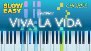 Coldplay  Viva La Vida  SLOW EASY Piano CHORDS TUTORIAL by Piano Fun Play [upl. by Nisen287]