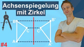 Figur an Symmetrieachse spiegeln  Achsenspiegelung einer Figur mit einem Zirkel zeichnen  4 [upl. by Tobit638]