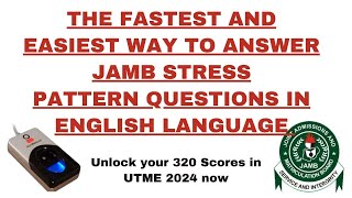 Jamb stress patterns JAMB UTME 2024 Questions [upl. by Zenas]