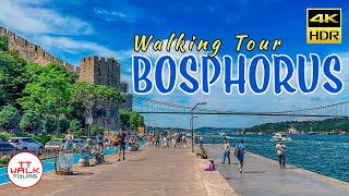 Sunny Sunday on The Bosphorus Walking Tour Istanbul  4K HDR [upl. by Jacobba]