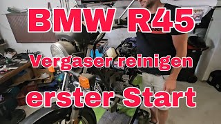 BMW R45  Vergaser reinigen  erster Start [upl. by Anailuy]