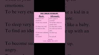 Basic vs Idiomatic expressions english englishlearning vocabulary shorts viralvideo fyp fy [upl. by Arlyn]